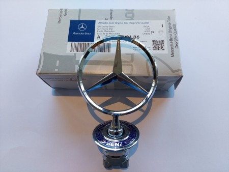 Panser stjerne for Mercedes m/blå laurbær-ring